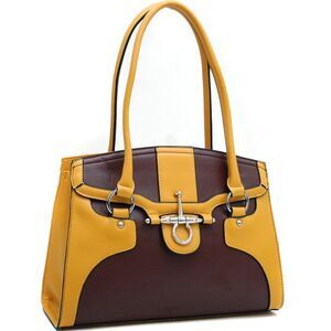 Dasein Yellow And Brown  Fulmer Snaffle Two Tone Satchel